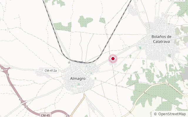 Plano de situación: la fábrica, en la carretera entre Bolaños de Calatrava y Almagro.