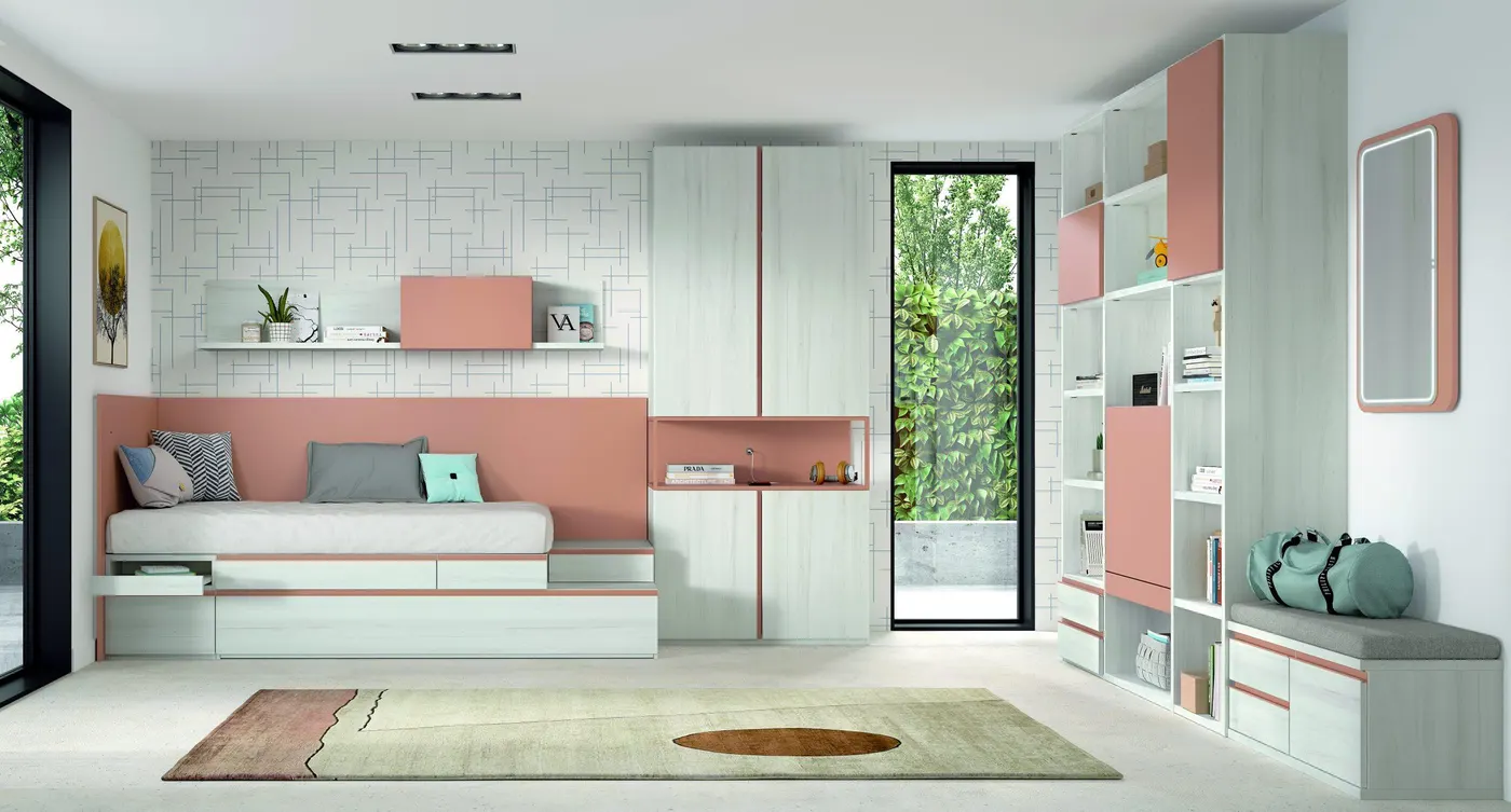 Composición modular con somier y contenedores