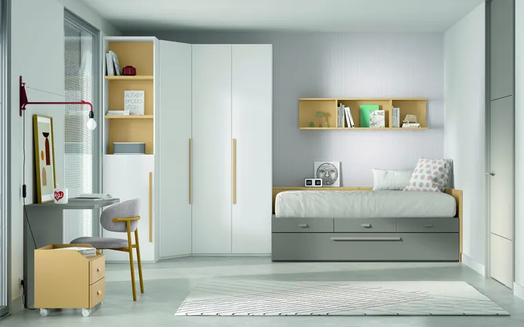 Módulo con cama arrastre y arcón respaldo abatible